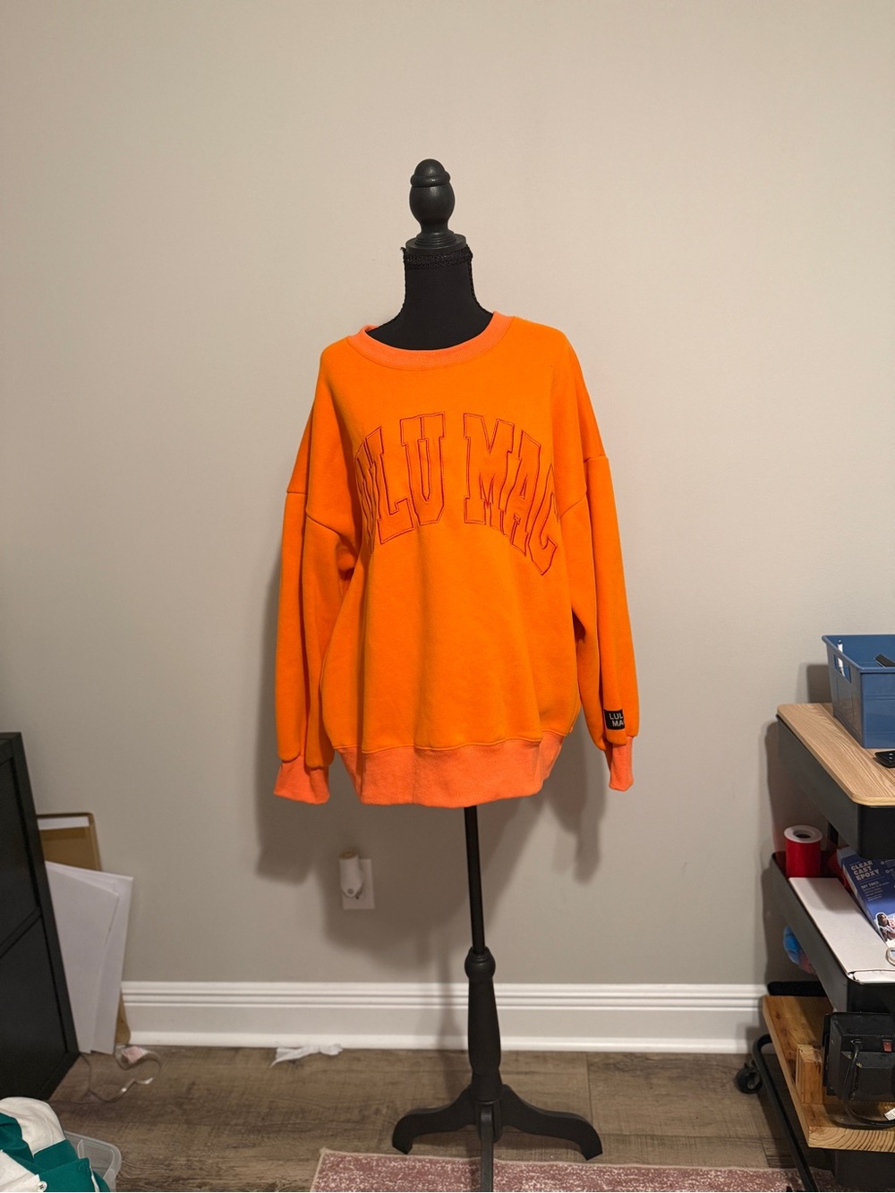 LULU MAC Orange Oversized Crewneck Sweatshirt